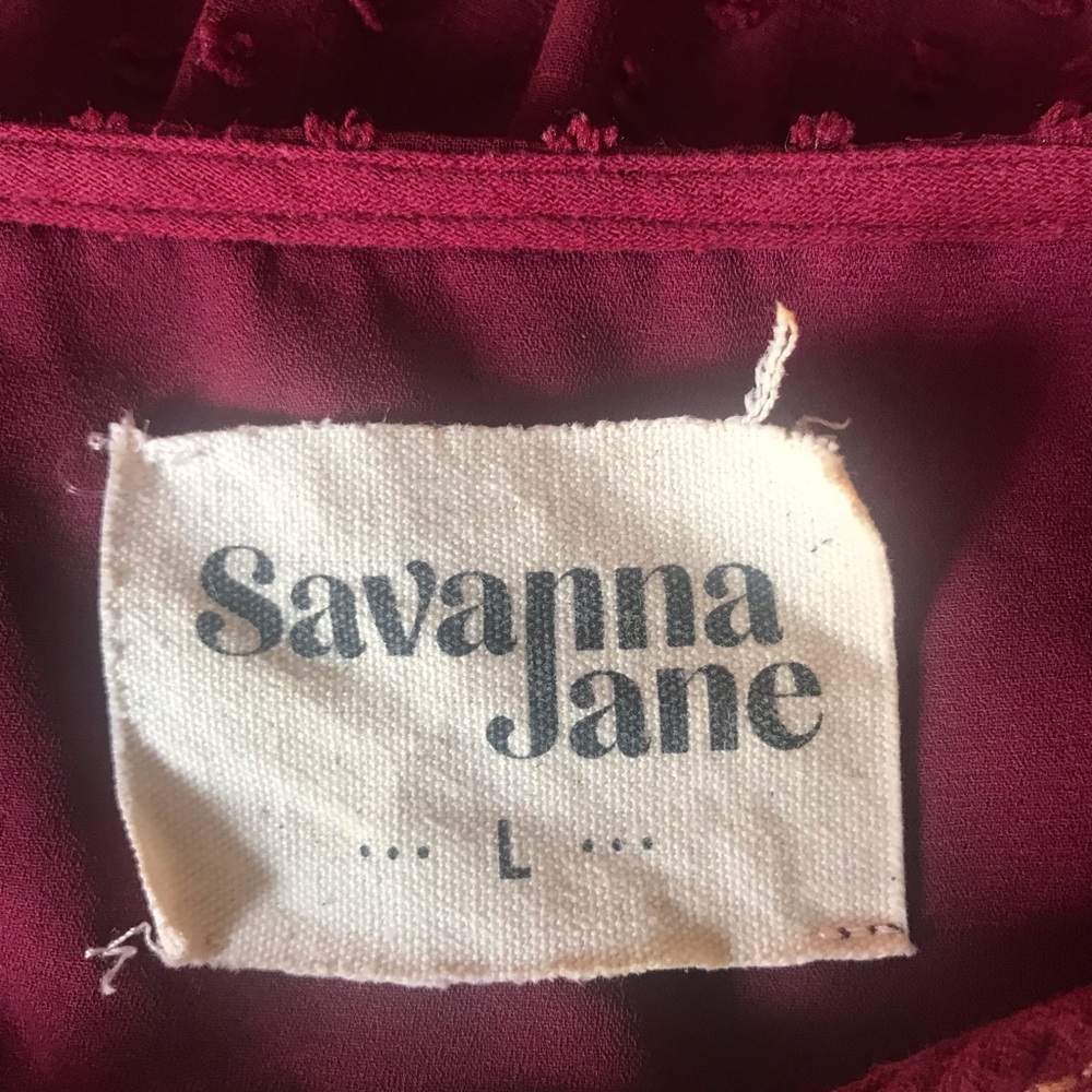 SAVANNA JANE Burgundy Embroidered Swiss Dot Top - Picture 12 of 13